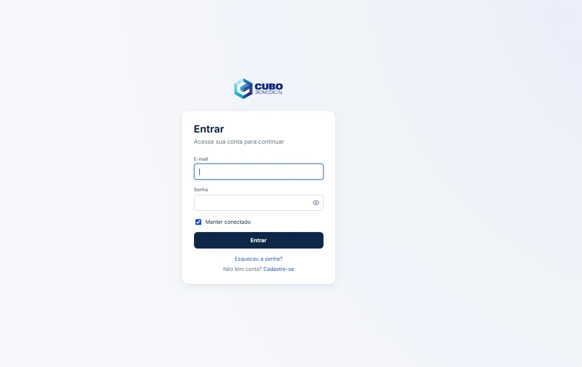 Cubo Biomedical — tela de login do sistema