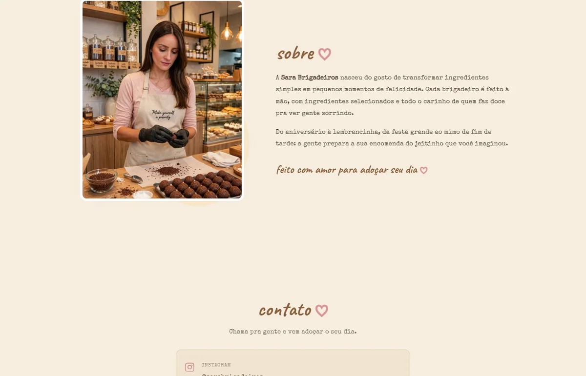 Sara Brigadeiros — seção sobre a confeiteira
